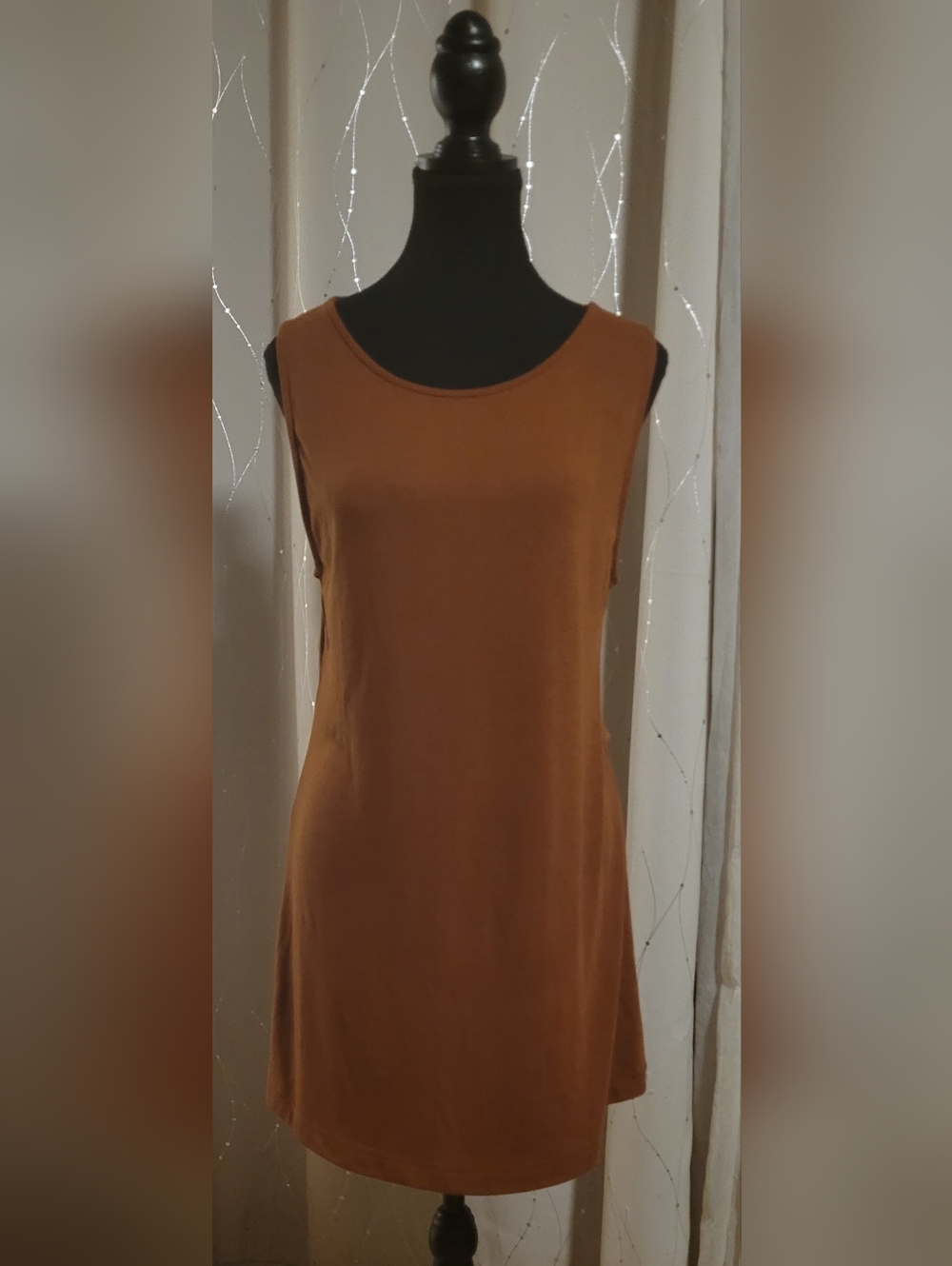 Free People Beach Copper Scoop Neck Sleeveless Tank Swing Mini Dress L